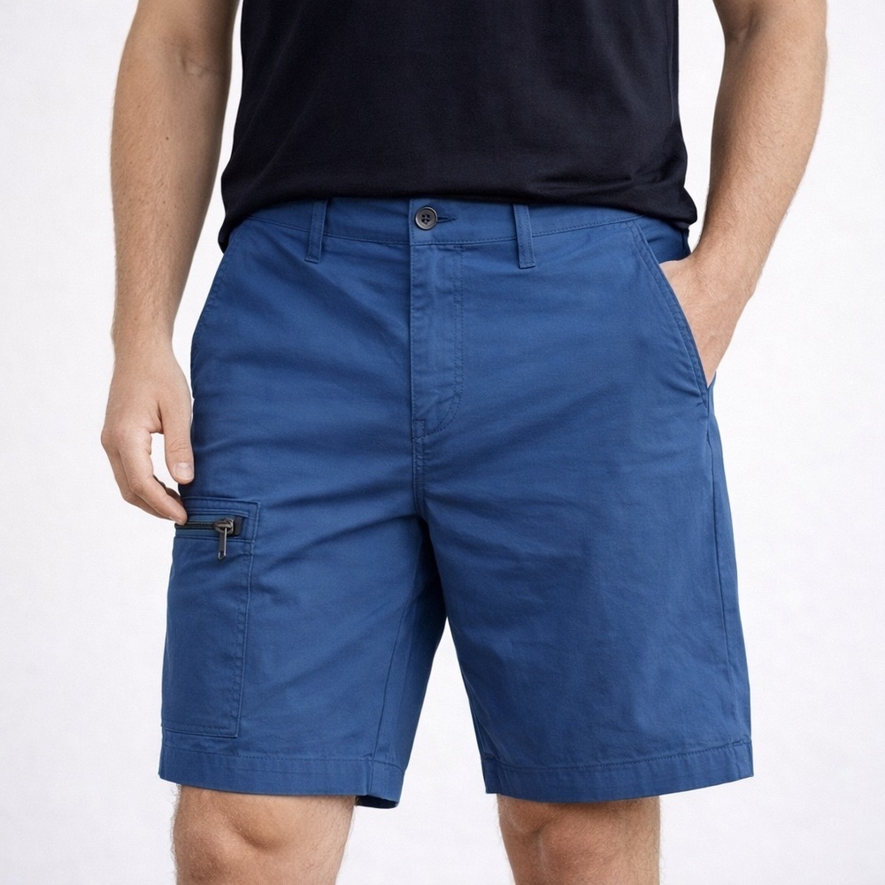 Weatherproof Mens Cargo Shorts Blue 34 Zipper Pocket Lightweight Outdoor
